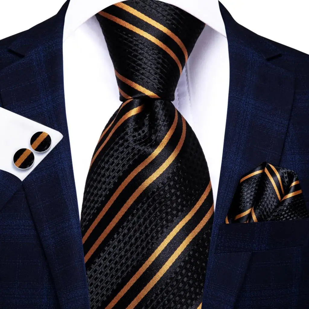 Black Floral Wedding Tie For Men Handky Cufflink Elegant Necktie For Men Fashion Designer Business Party Dropshiping silk