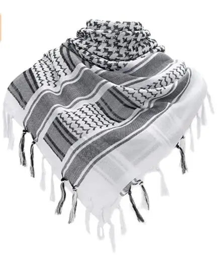 Tactical Hunting Scarf Shemagh Tactical Desert Keffiyeh Head Neck Scarf Arab Wrap with Tassel 43x43 Inches