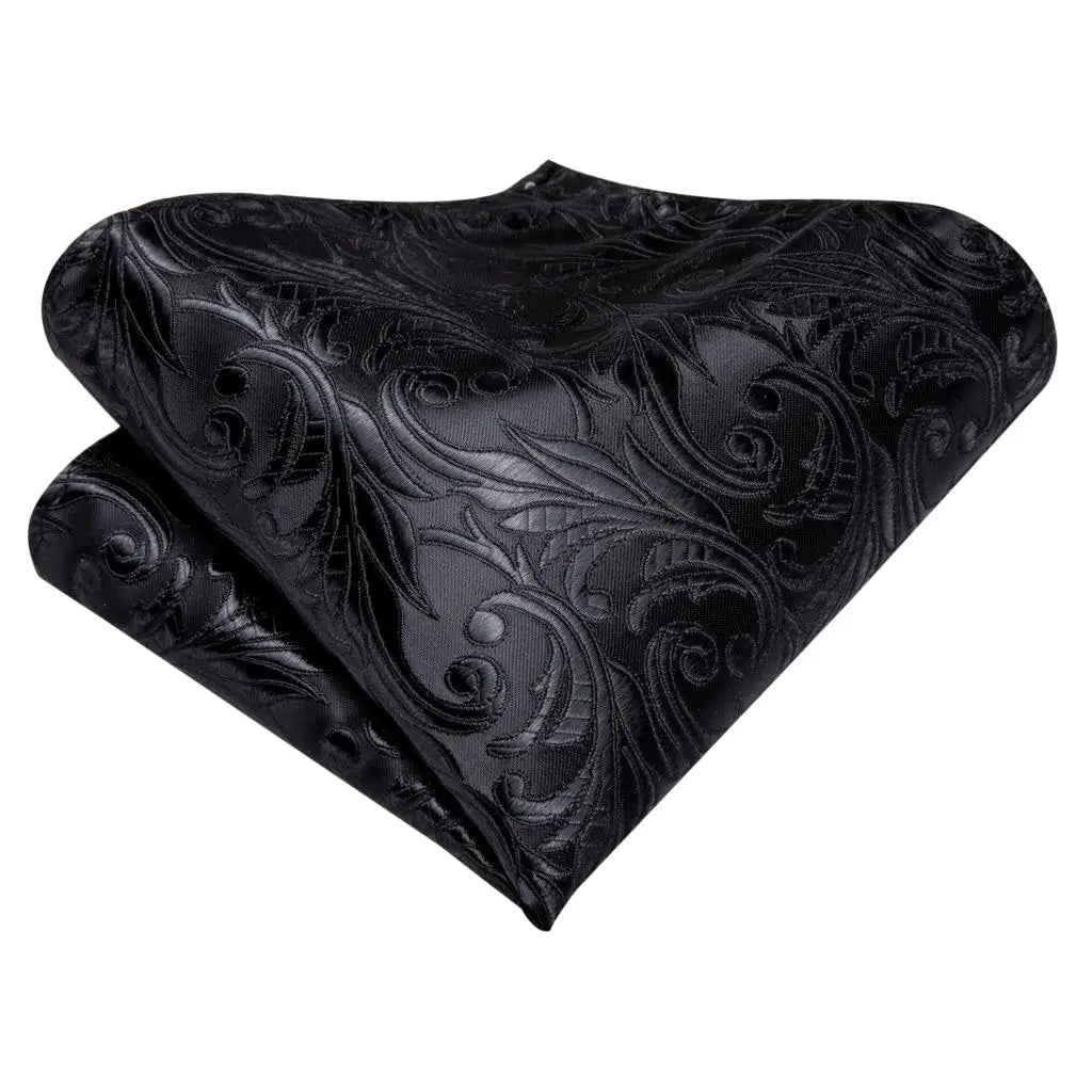 Black Floral Wedding Tie For Men Handky Cufflink Elegant Necktie For Men Fashion Designer Business Party Dropshiping silk