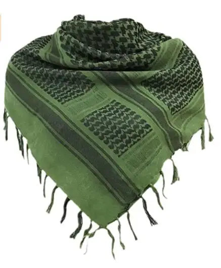 Tactical Hunting Scarf Shemagh Tactical Desert Keffiyeh Head Neck Scarf Arab Wrap with Tassel 43x43 Inches
