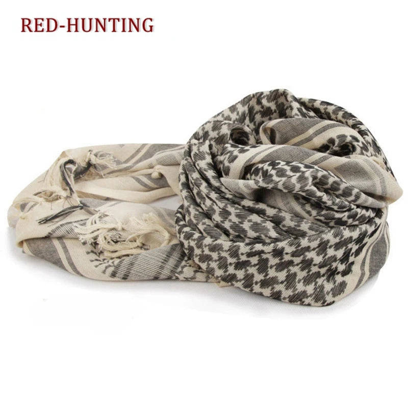 Tactical Hunting Scarf Shemagh Tactical Desert Keffiyeh Head Neck Scarf Arab Wrap with Tassel 43x43 Inches