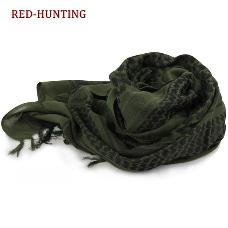 Tactical Hunting Scarf Shemagh Tactical Desert Keffiyeh Head Neck Scarf Arab Wrap with Tassel 43x43 Inches