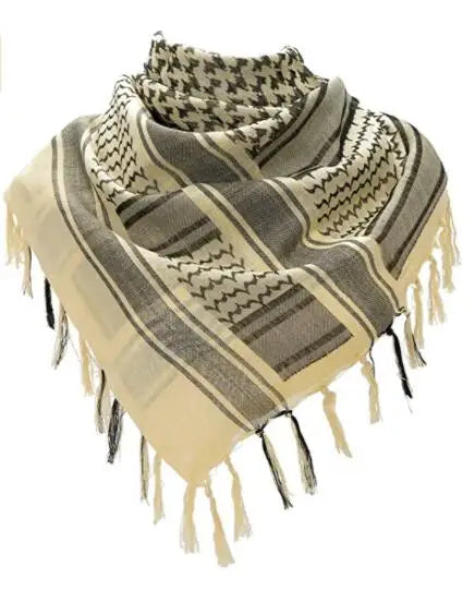 Tactical Hunting Scarf Shemagh Tactical Desert Keffiyeh Head Neck Scarf Arab Wrap with Tassel 43x43 Inches