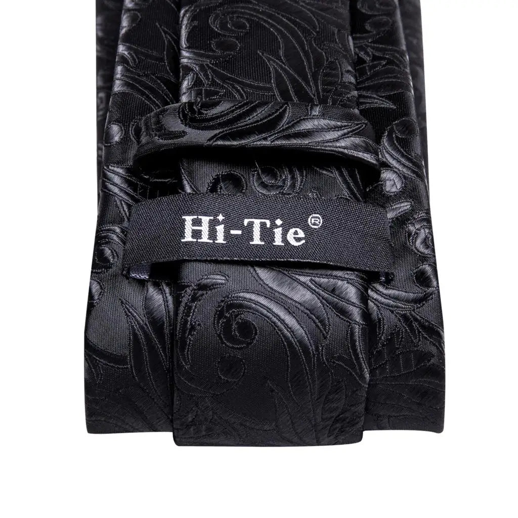 Black Floral Wedding Tie For Men Handky Cufflink Elegant Necktie For Men Fashion Designer Business Party Dropshiping silk