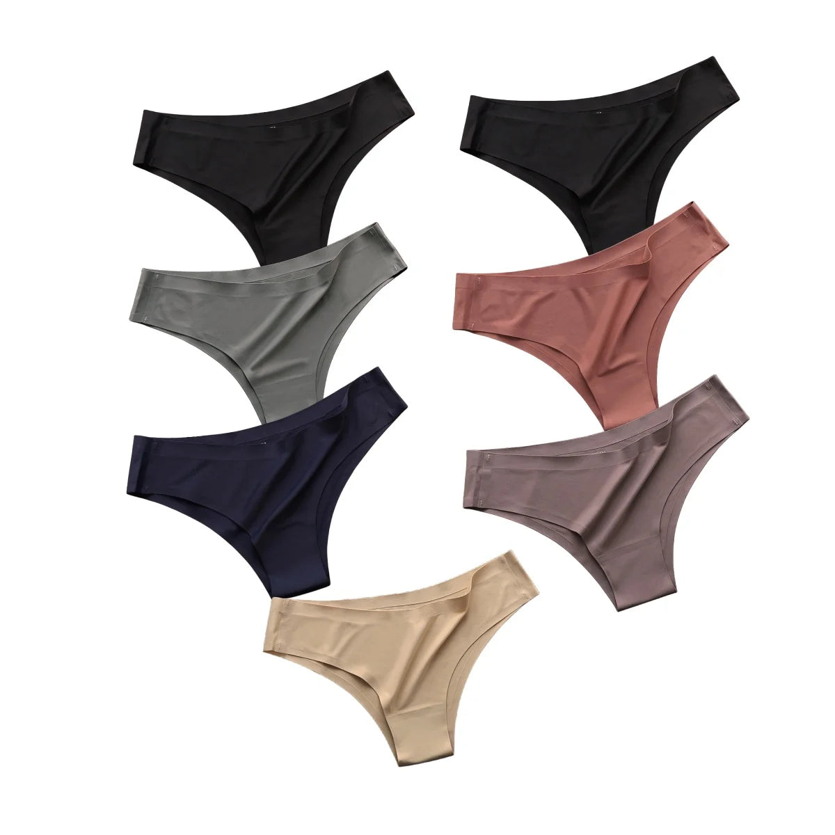 7Pcs/Set Women Ice Silk Brazilian Panties Seamless Low-Rise Briefs Solid Color Daily Underwear Ladies Soft No Show Lingerie M-XL