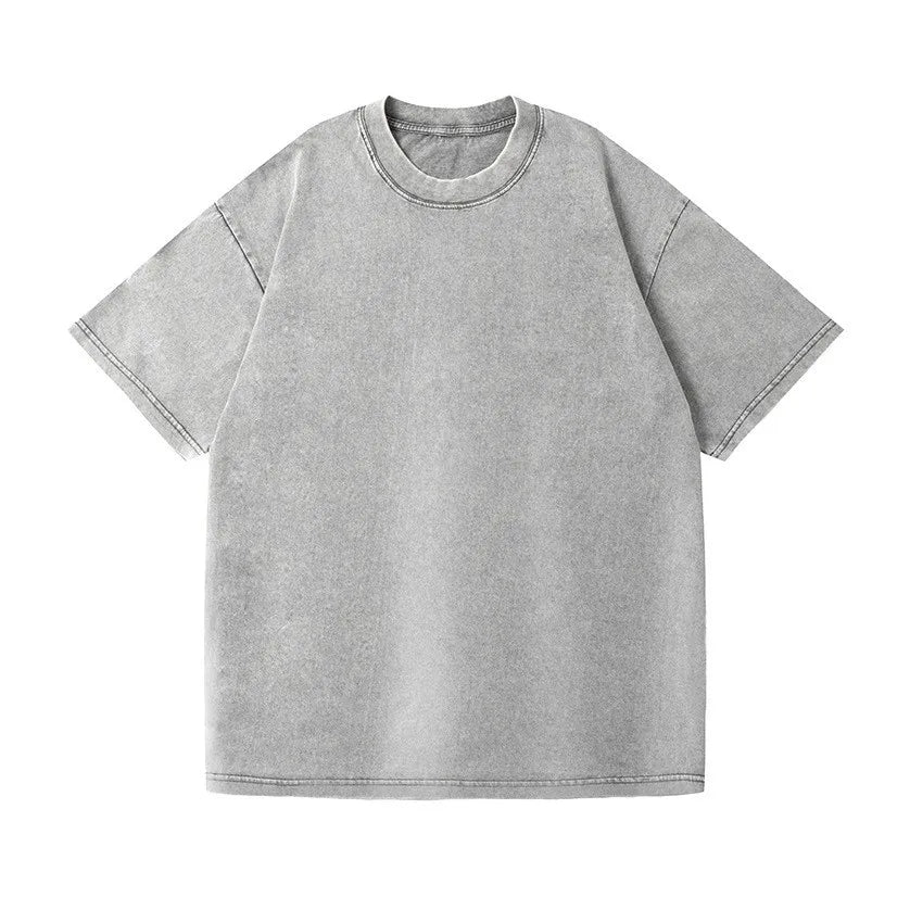 Camiseta vintage lavada de talla grande, gruesa y pesada para hombre, camiseta informal de verano de manga corta, cuello redondo holgado, camisetas de algodón para mujer y hombre