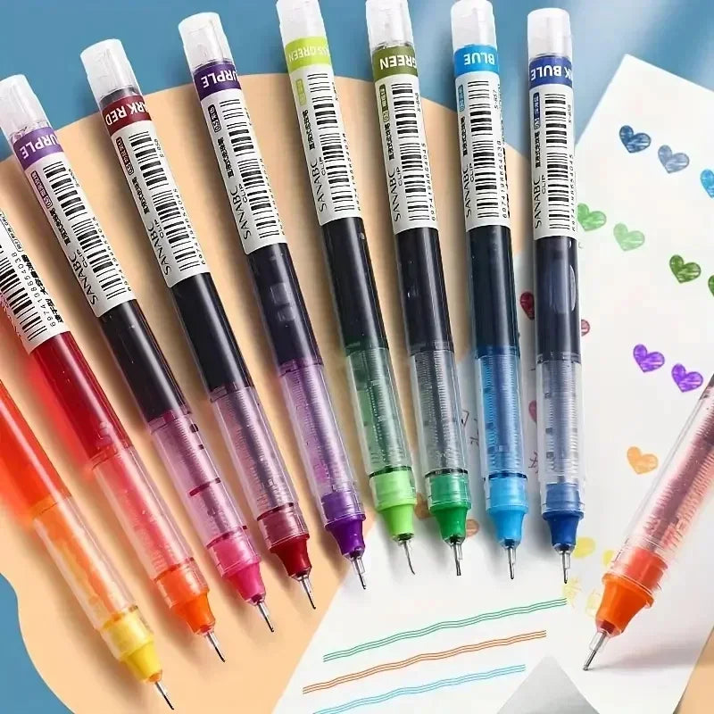 10PCS High Quality Needle Type Gel Pens Black Blue Red Ink Straight Liquid Pen Kawaii Stationery School & Office Supplies