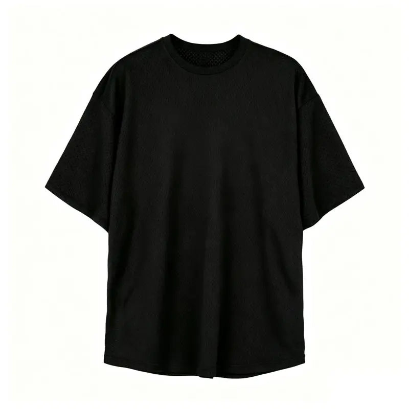 Camiseta deportiva casual de manga corta holgada de talla grande para hombre, gimnasio, culturismo, fitness, malla de verano de secado rápido, ropa transpirable