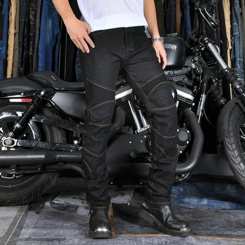 New Motorcycle Riding Jeans – Anti-Fall Racing Pants, Classic Rider Pants for All Seasons, Motorbike Protective Denim Trousers