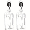 2/4pcs Heavy-Duty Badge Holders with Retractable Clip - Transparent, Scratch-Proof ID & Keychain Cases for Students, Bank Cards