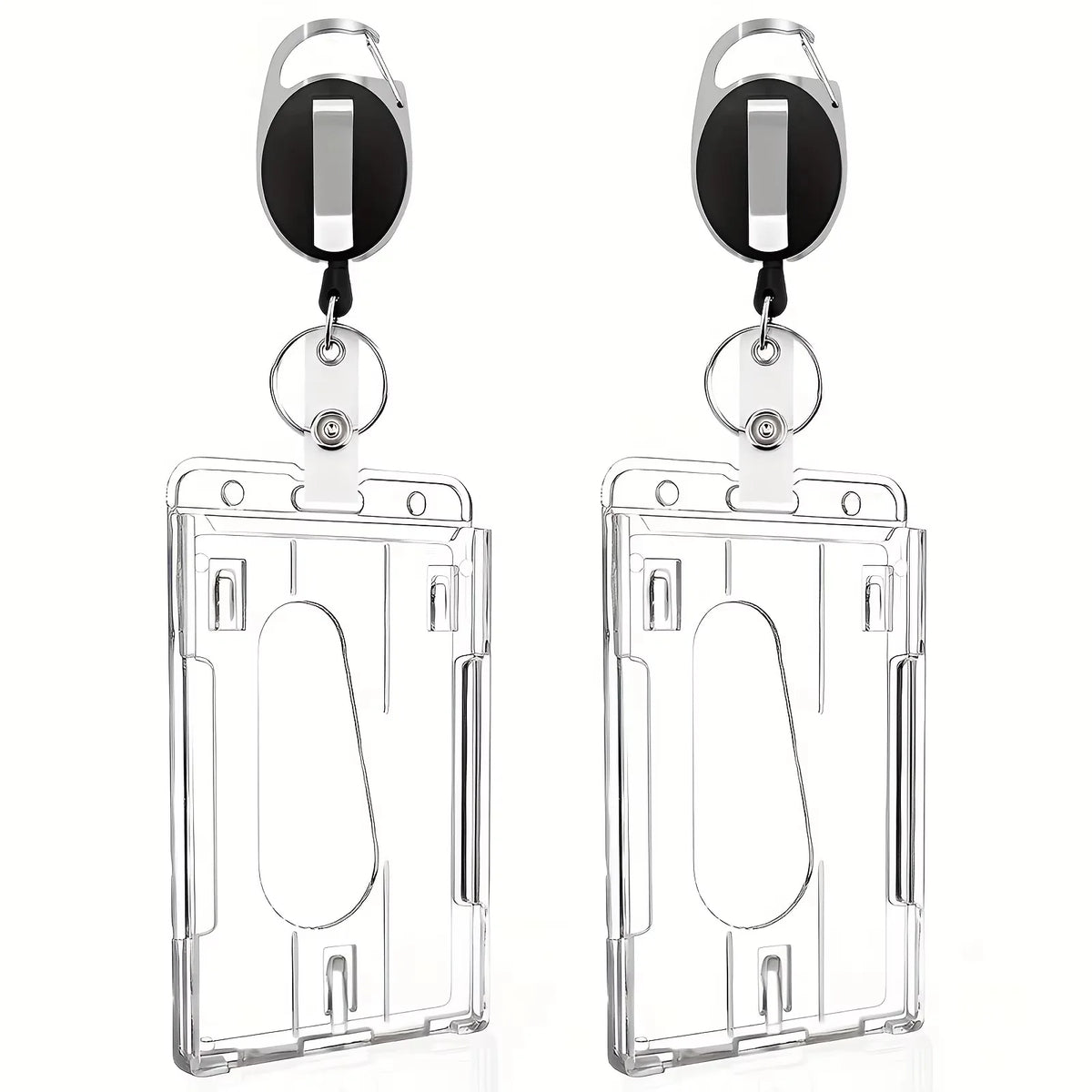 2/4pcs Heavy-Duty Badge Holders with Retractable Clip - Transparent, Scratch-Proof ID & Keychain Cases for Students, Bank Cards