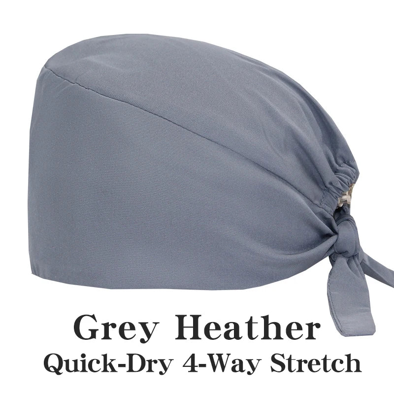 New Solid Color Stretch Scrub Caps Dental Clinic Nursing Hats Doctor Headwear Quick Dry Operating Room Caps with Buttons MSG-01