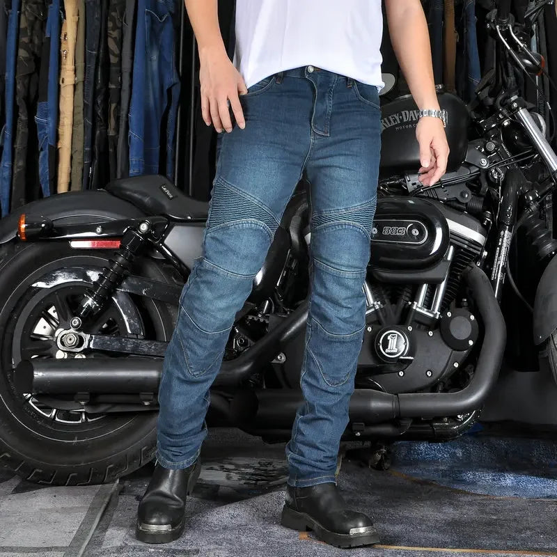 New Motorcycle Riding Jeans – Anti-Fall Racing Pants, Classic Rider Pants for All Seasons, Motorbike Protective Denim Trousers