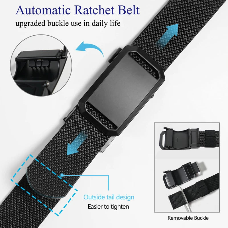 Men's Belt Tactical Canvas Automatic Metal Buckle Belt Durable Casual Outdoor Hunting Waist Adventure Training Jeans Pants Belt