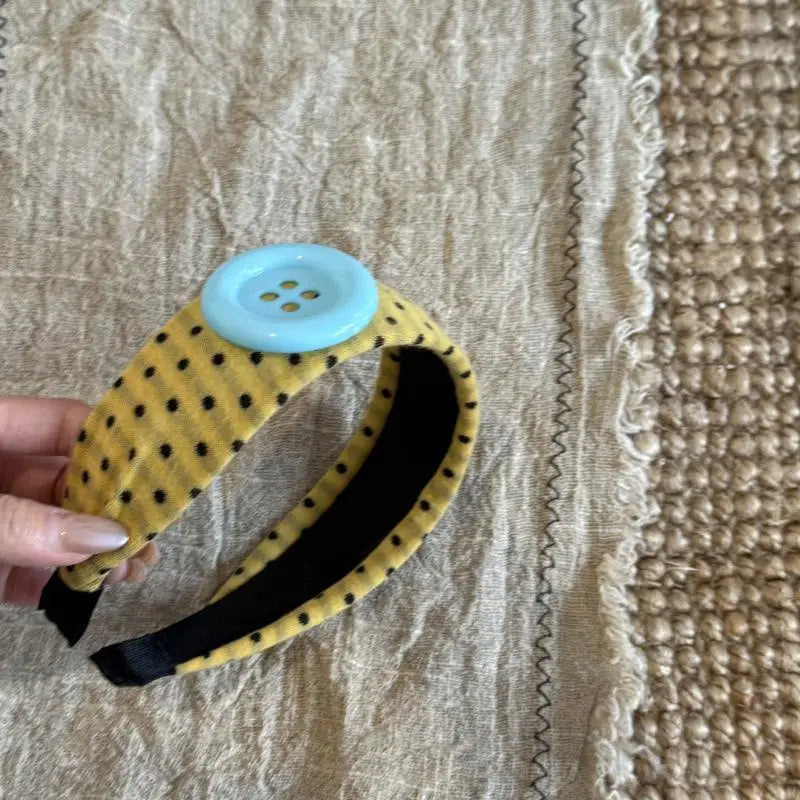 Y2K Wide Polka Dot Hairband Vintage Colorful Large Button Design Sweet Girls Hair Accessory Daily Street Party Hair Ornament