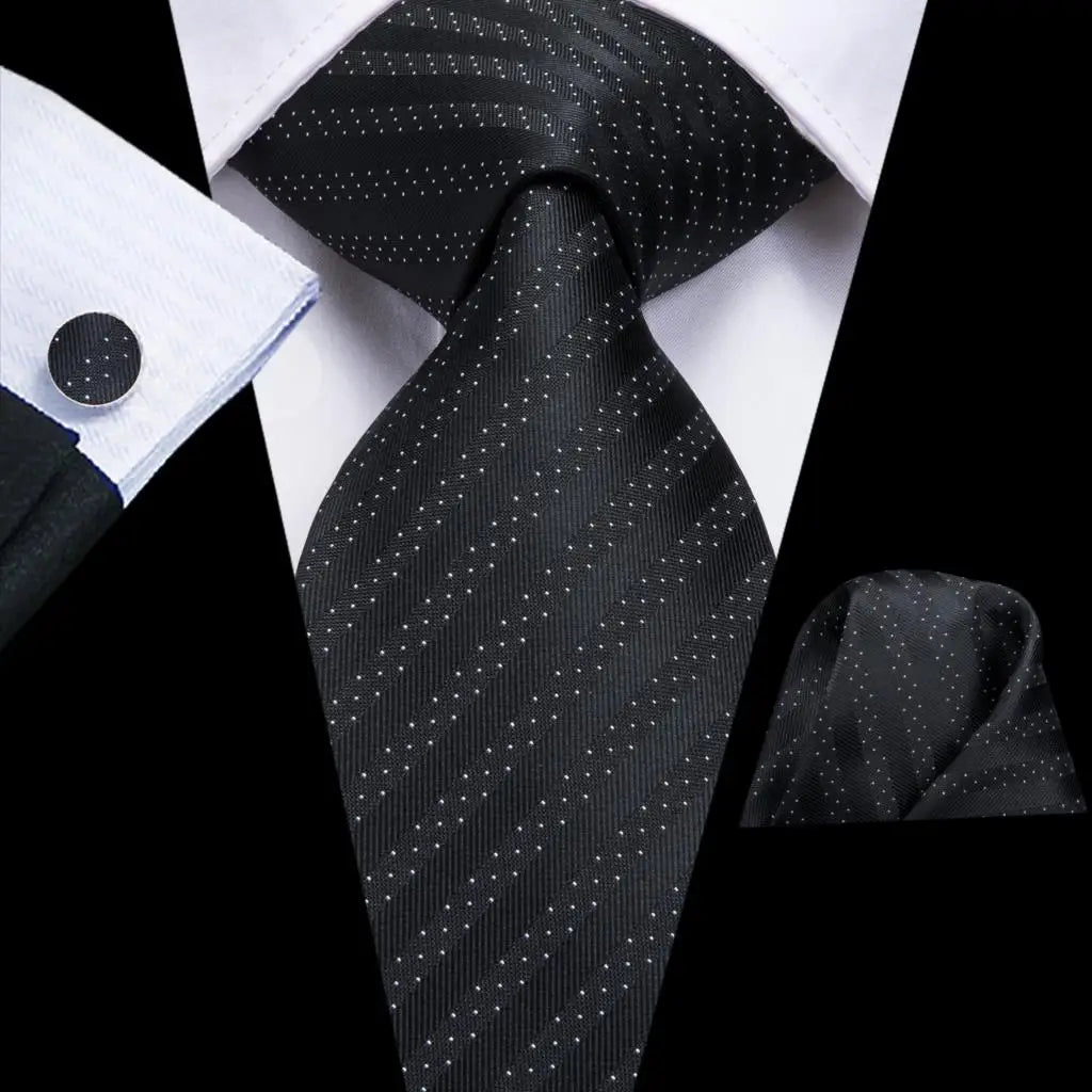 Black Floral Wedding Tie For Men Handky Cufflink Elegant Necktie For Men Fashion Designer Business Party Dropshiping silk