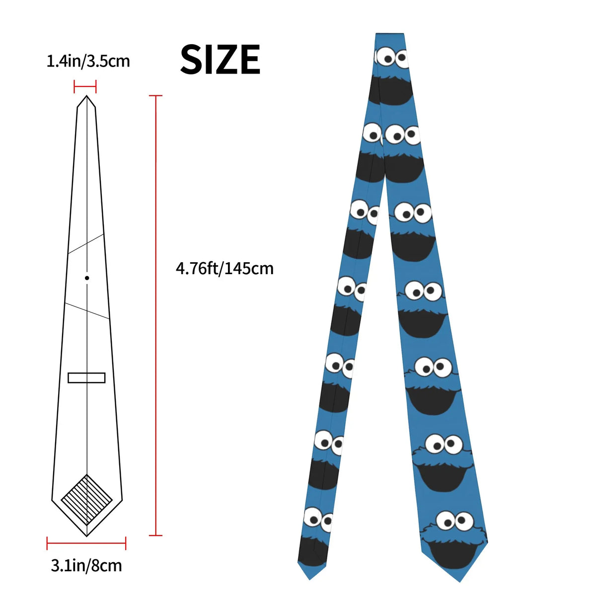 Anime Cookies Monsters Necktie Men 8 cm Slim Neck Ties Sesame Street SesameStreet for Men Daily Wear Cravat Wedding Office