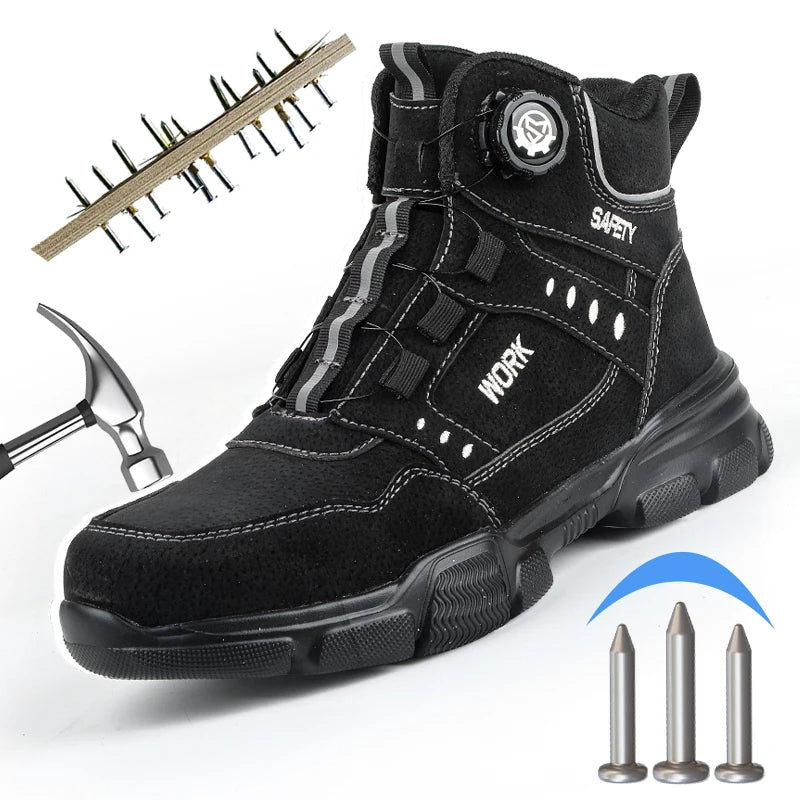 Steel Toe Safety Shoes Men Anti-puncture Work Boots Non-slip Wear Resistant Industrial Protective Labor Shoes Breathable Safety