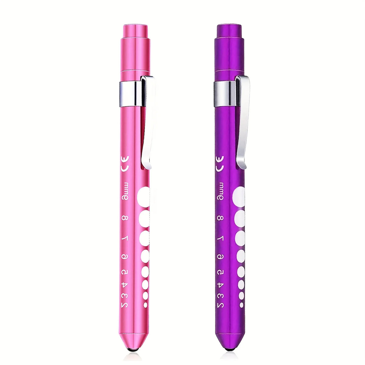 2/4 Pcs LED Pen Lights For Nurses Reusable Student Doctor Daily Use Portable Flashlight With Pupil Size Markers With Pocket Clip