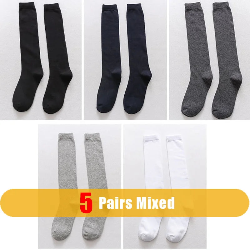 Mens Long Socks Stockings Cotton Solid Business Soft Elastic Party Dress Formal Gentleman Warm Thermal Crew High Socks Fathers