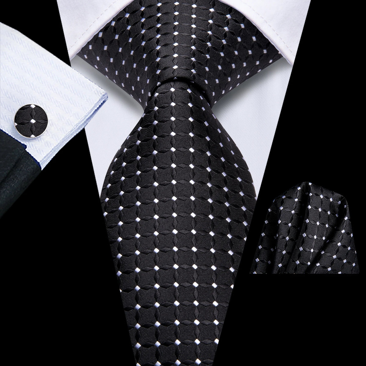 Black Floral Wedding Tie For Men Handky Cufflink Elegant Necktie For Men Fashion Designer Business Party Dropshiping silk