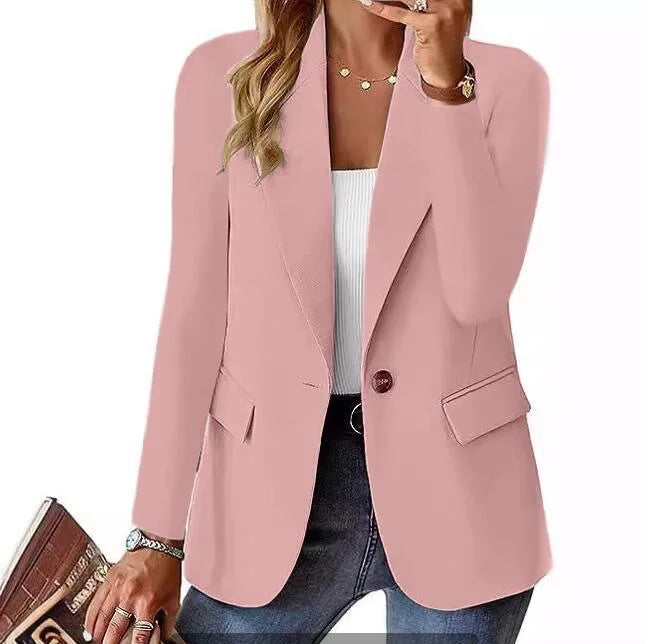 Women Blazers Turn Down Collar Blazer Long Sleeve Suits Single Button Cardigan Outerwear Casual Loose Fit Pockets Spliced 2026