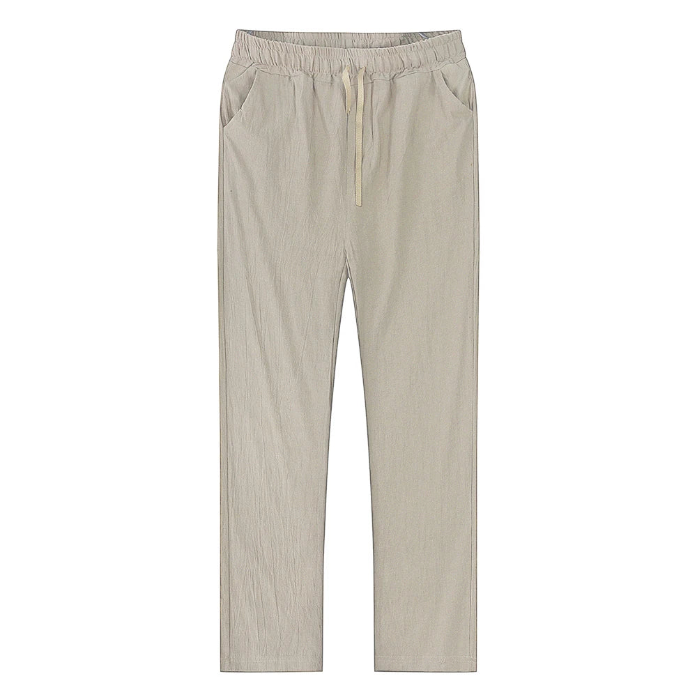 Korean Summer Men's Cotton Pants New Breathable Solid Color Comfortable Pants Fitness Yoga Jogging Sweatpants Streetwear