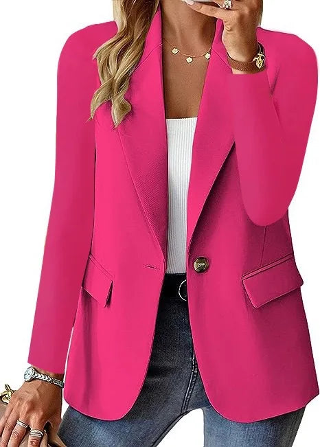 Women Blazers Turn Down Collar Blazer Long Sleeve Suits Single Button Cardigan Outerwear Casual Loose Fit Pockets Spliced 2026
