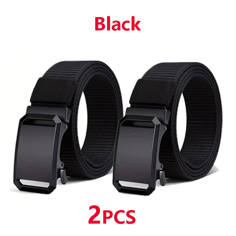 Men's Belt Tactical Canvas Automatic Metal Buckle Belt Durable Casual Outdoor Hunting Waist Adventure Training Jeans Pants Belt