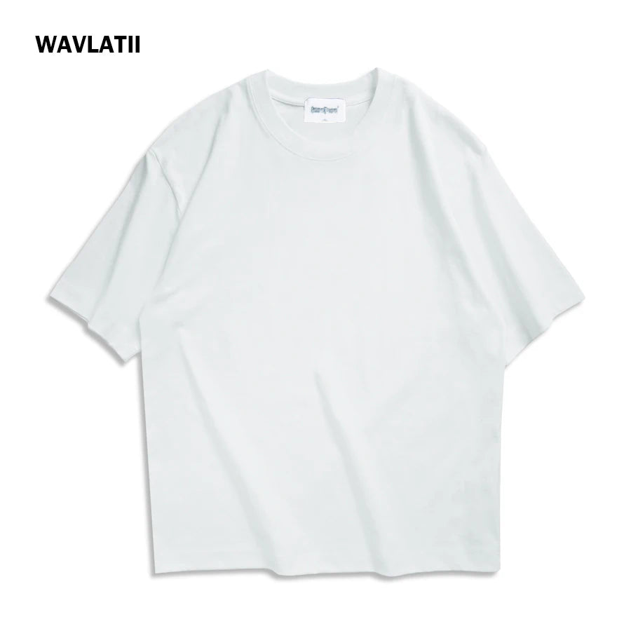 Camiseta oversize WAVLATII blanca y negra para mujer, moda femenina, camisetas casuales de talla grande, tops de verano para mujer, estilo urbano WT2599
