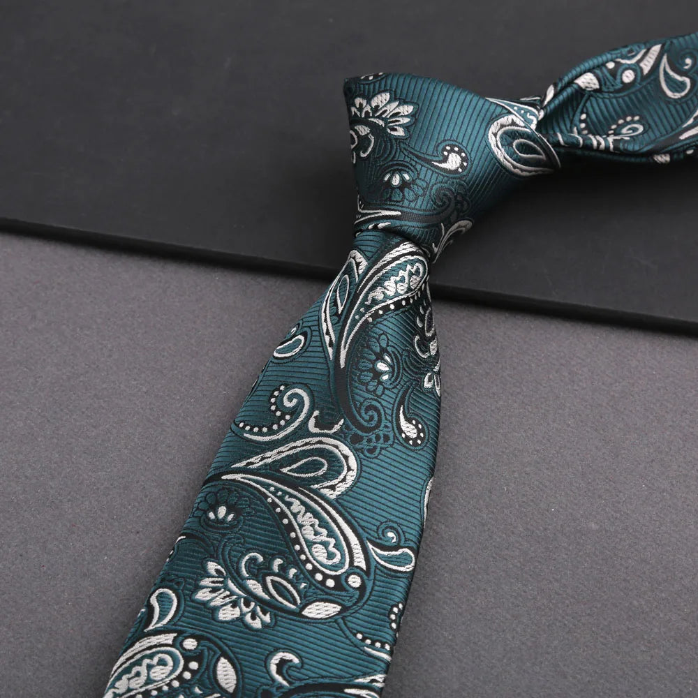 Luxury 8CM Mens Tie Stripes Paisley Dot Neck Ties Jacquard Woven Necktie For Man Daily Wear Business Wedding Party Accessories