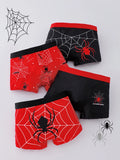 Teenage Boys' Spider Print Knitted Boxer Shorts Comfortable Fabric Sports Underwear No Chafing Four Seasons Wearable