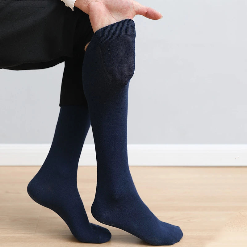 1 Pairs Mens Long Socks Stockings  Soft Cotton Solid Business Party Dress Formal Gentleman Warm Thermal Crew High Socks Fathers
