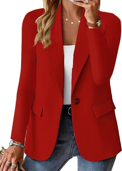 Women Blazers Turn Down Collar Blazer Long Sleeve Suits Single Button Cardigan Outerwear Casual Loose Fit Pockets Spliced 2026