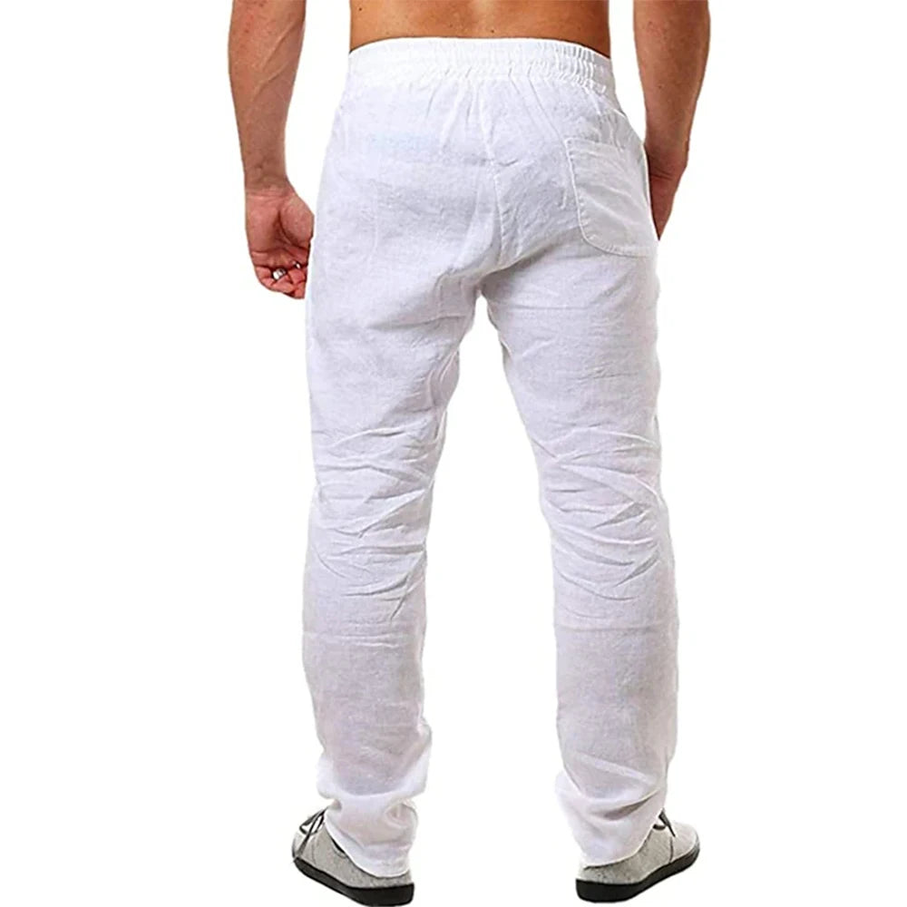 Korean Summer Men's Cotton Pants New Breathable Solid Color Comfortable Pants Fitness Yoga Jogging Sweatpants Streetwear