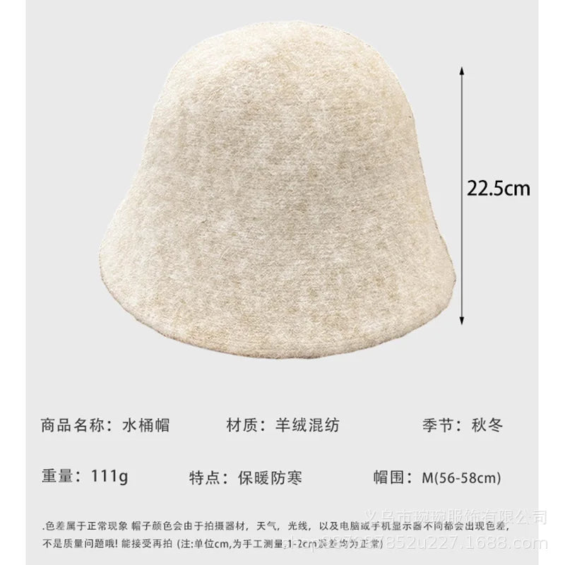 New Autumn Winter Wool Bucket Hat Women Fashion Vintage Fisherman Hats Versatile Cap Spring Felt Hat 6 Colors Foldable Hat