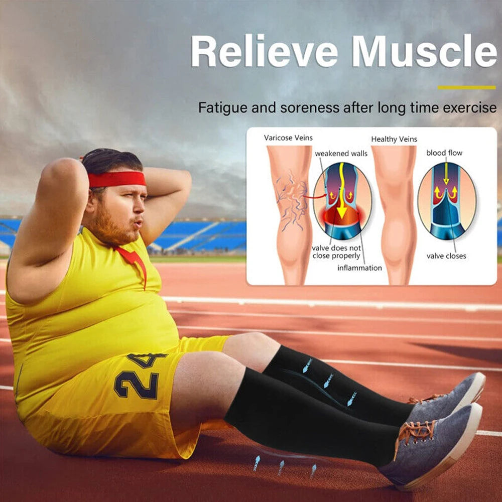 1Pair Compression Socks S-7XL Prevent Varicose Veins Toeless Support Hose for Women Men Sports, Running, Travel, Work