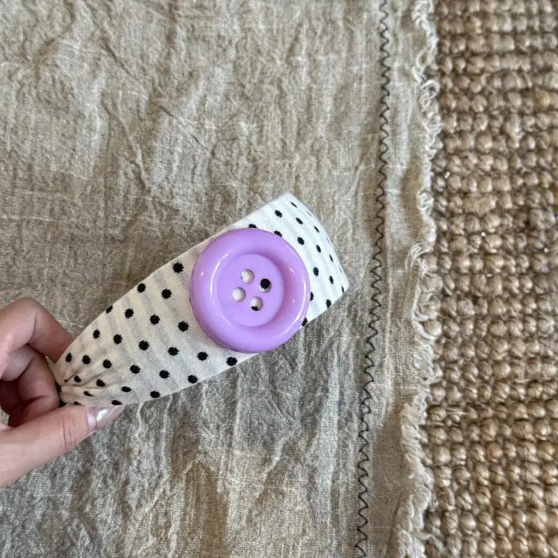 Y2K Wide Polka Dot Hairband Vintage Colorful Large Button Design Sweet Girls Hair Accessory Daily Street Party Hair Ornament