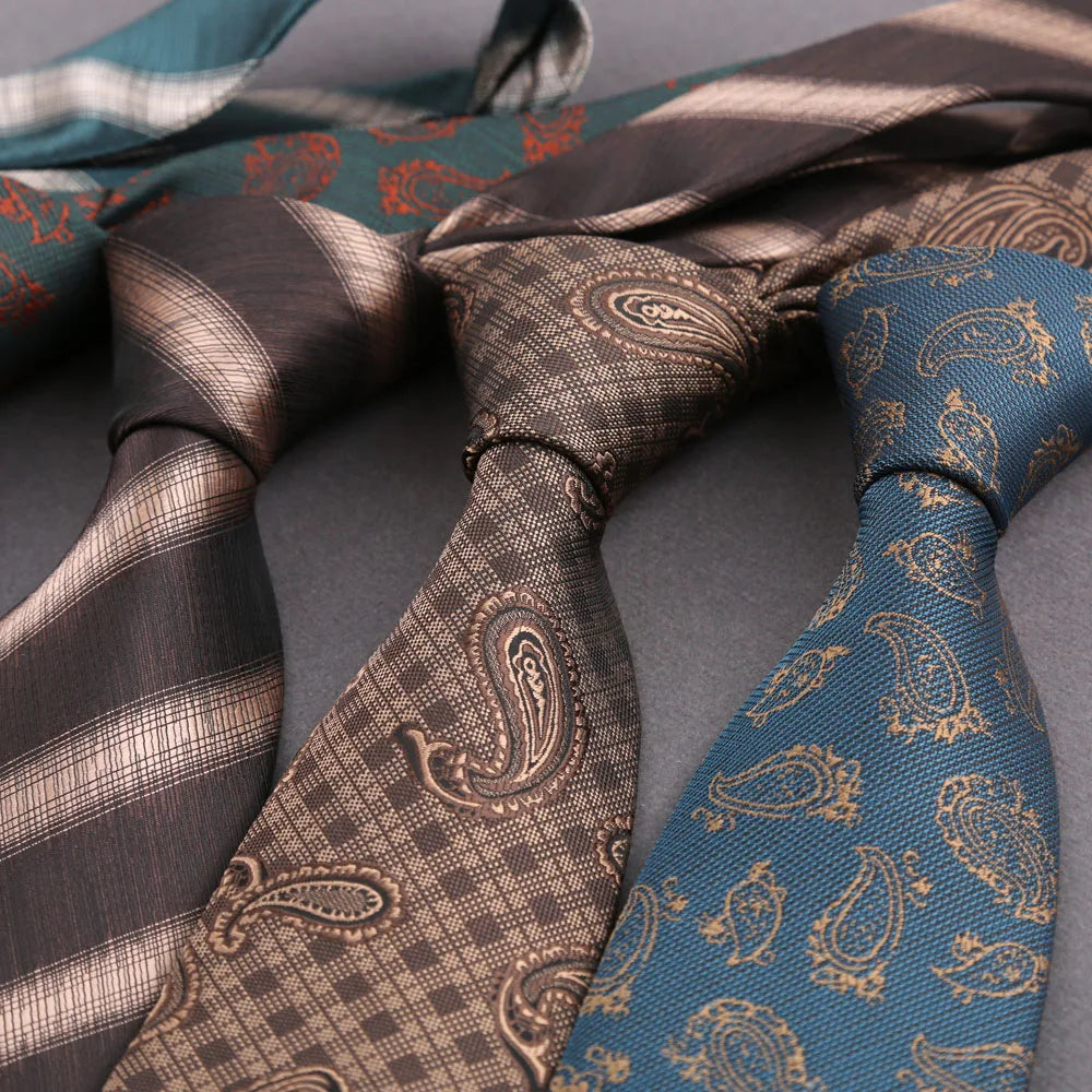 Luxury 8CM Mens Tie Stripes Paisley Dot Neck Ties Jacquard Woven Necktie For Man Daily Wear Business Wedding Party Accessories