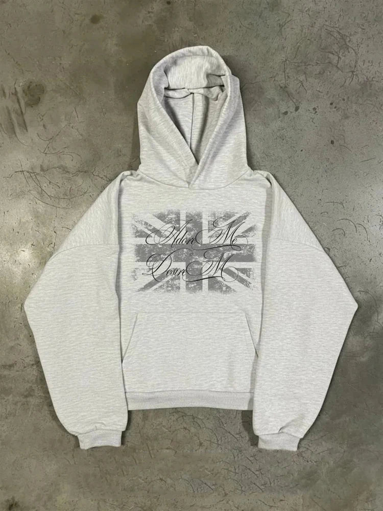 Chaqueta con capucha y cremallera, cárdigan con cuello de piel, estilo punk hip-hop rock oscuro, moda rock, versátil, estilo retro Y2K para otoño e invierno