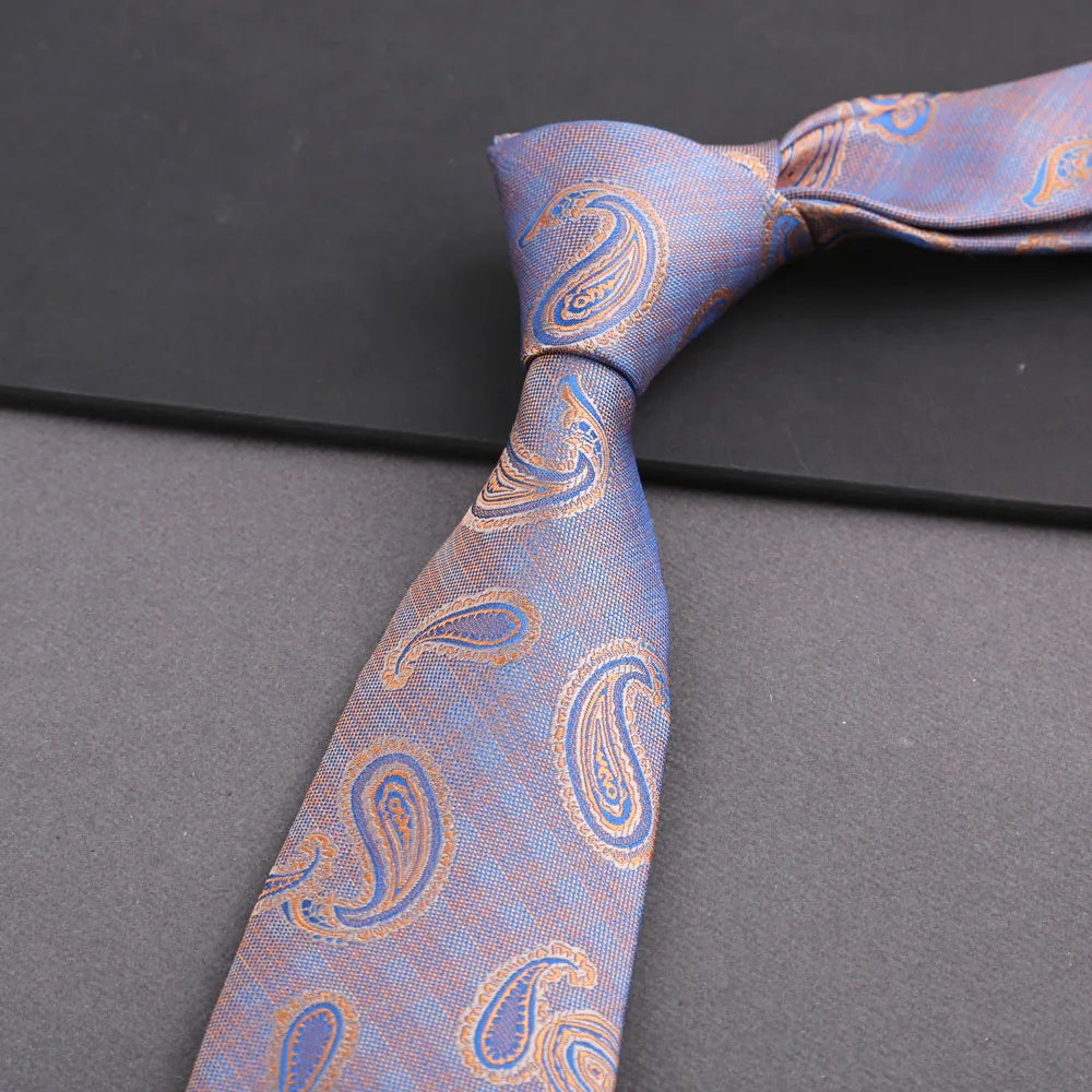 Luxury 8CM Mens Tie Stripes Paisley Dot Neck Ties Jacquard Woven Necktie For Man Daily Wear Business Wedding Party Accessories