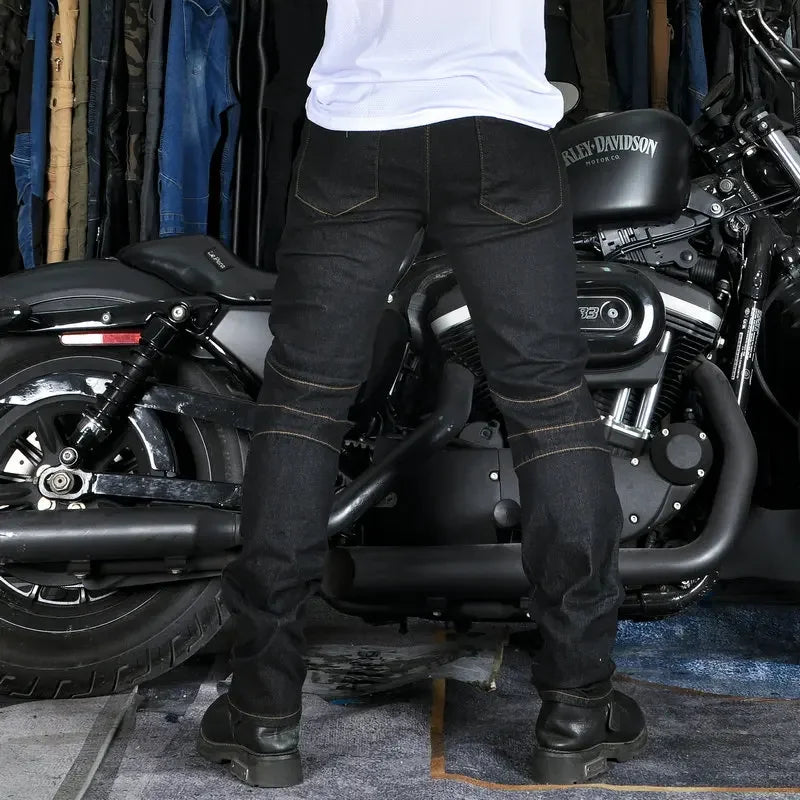 New Motorcycle Riding Jeans – Anti-Fall Racing Pants, Classic Rider Pants for All Seasons, Motorbike Protective Denim Trousers