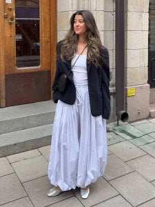 Blubelle New Summer Womens  Loose Lantern TrousersWide Leg Pants Street Style Casual Lazy Pants Fashion 100% Cotton