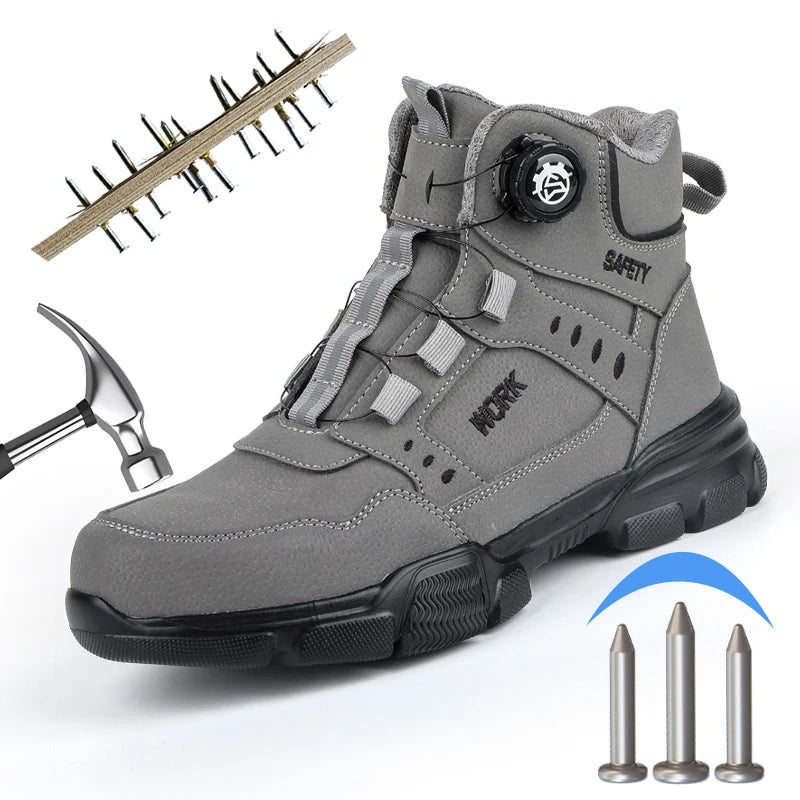 Steel Toe Safety Shoes Men Anti-puncture Work Boots Non-slip Wear Resistant Industrial Protective Labor Shoes Breathable Safety