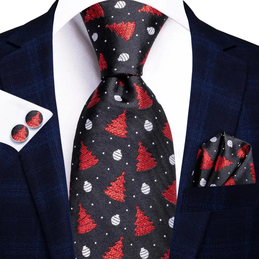 Black Floral Wedding Tie For Men Handky Cufflink Elegant Necktie For Men Fashion Designer Business Party Dropshiping silk