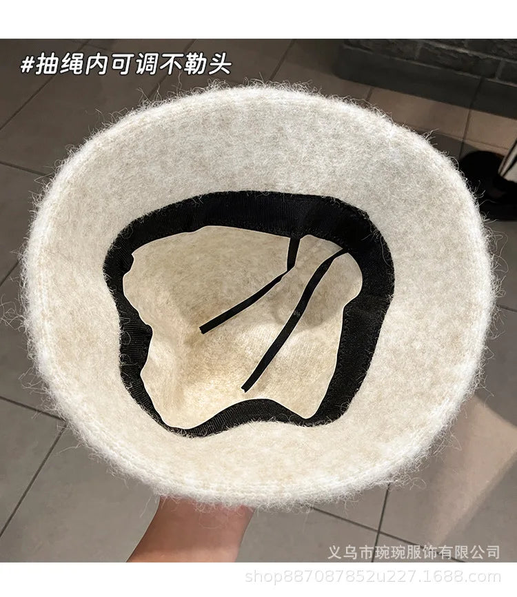 New Autumn Winter Wool Bucket Hat Women Fashion Vintage Fisherman Hats Versatile Cap Spring Felt Hat 6 Colors Foldable Hat