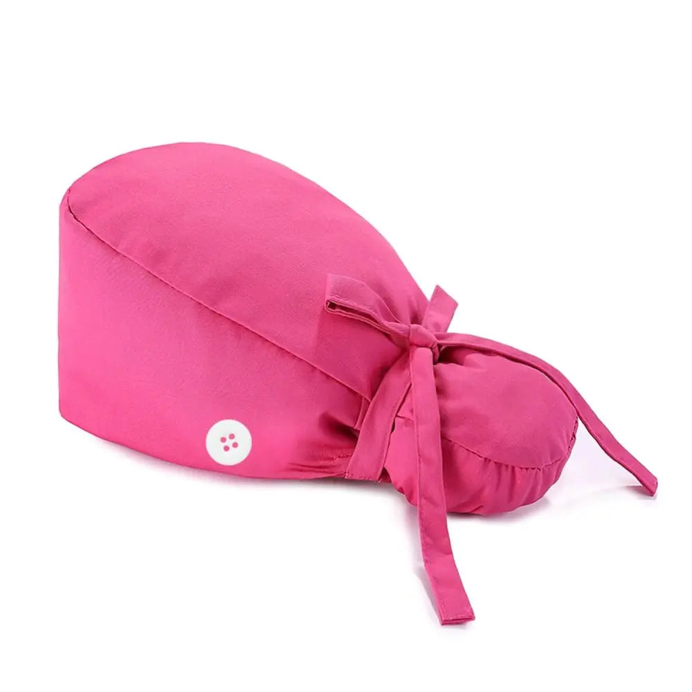 Adjustable Surgical Scrub Caps Ponytail Holder Bouffant Doctor Nurse Caps Long Hair With Buttons Turban Hats Women & Men