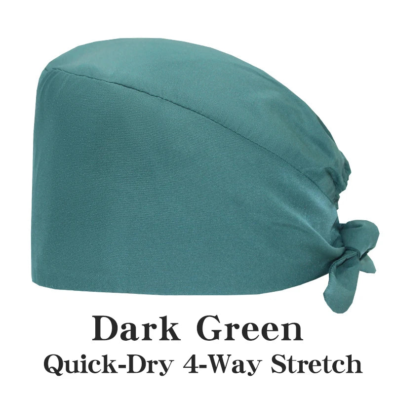 New Solid Color Stretch Scrub Caps Dental Clinic Nursing Hats Doctor Headwear Quick Dry Operating Room Caps with Buttons MSG-01