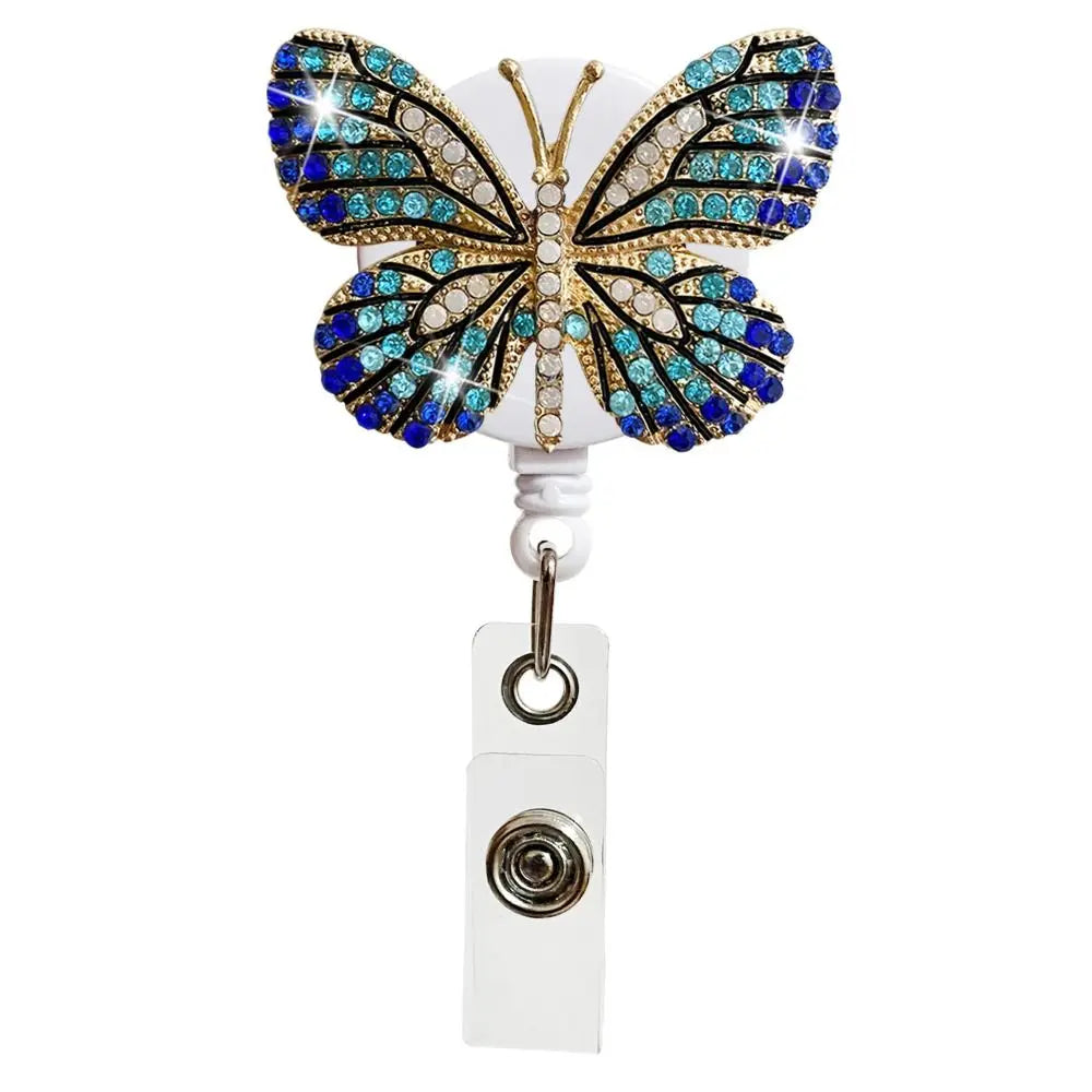 New ABS Badge Reel Clip Rhinestone Anti Lost ID Badge Holder Business Card Accessories Rotate Name Card Parts