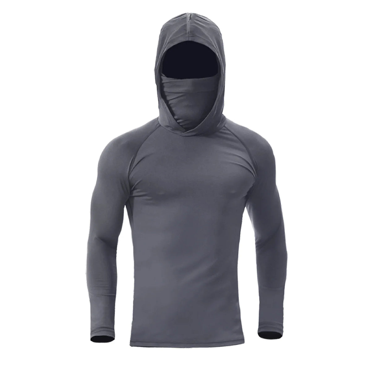 Sudadera deportiva de manga larga para hombre, camisa de pesca con protección solar UV UPF 50+, ajuste elástico, con máscara facial integrada